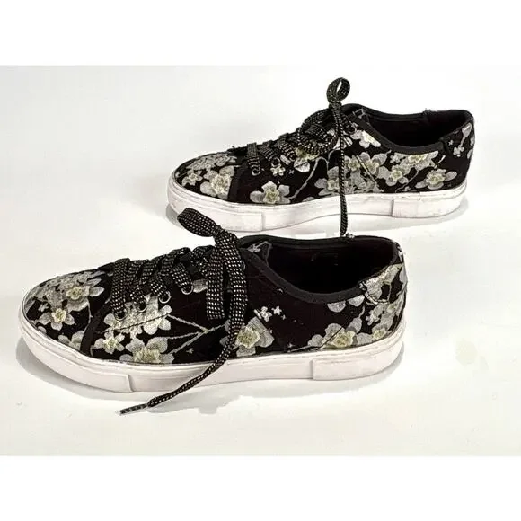 Guess Goodone5 Floral Shoes Size 9 Black Tennis Shoe Bloomcore Coquette Sneakers - Picture 5 of 11